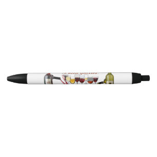 SlipperyJoe's wine drinkware cheeky pun red white Black Ink Pen