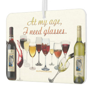 SlipperyJoe's wine drinkware cheeky pun red white Car Air Freshener