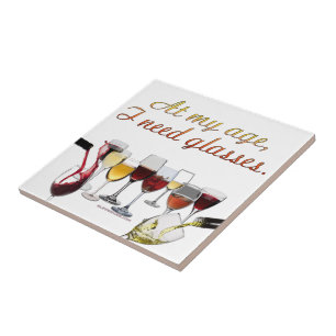 SlipperyJoe's wine drinkware cheeky pun red white Ceramic Tile