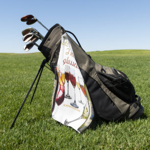 SlipperyJoe's wine drinkware cheeky pun red white Golf Towel