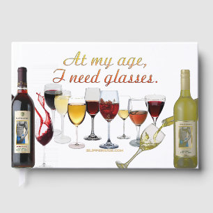 SlipperyJoe's wine drinkware cheeky pun red white Guest Book