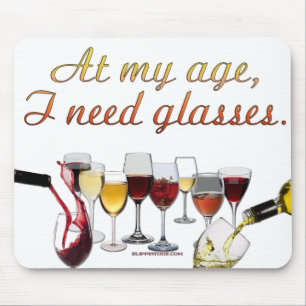 SlipperyJoe's wine drinkware cheeky pun red white Mouse Pad