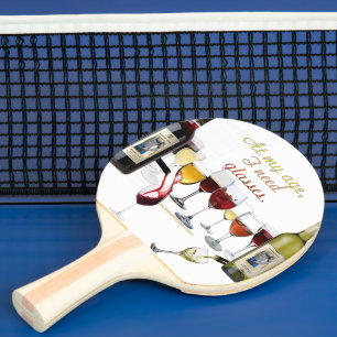 SlipperyJoe's wine drinkware cheeky pun red white  Ping Pong Paddle