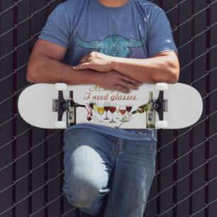 SlipperyJoe's wine drinkware cheeky pun red white Skateboard