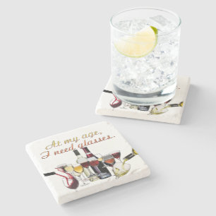 SlipperyJoe's wine drinkware cheeky pun red white Stone Coaster