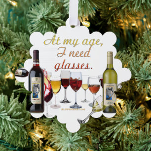 SlipperyJoe's wine drinkware cheeky pun red white  Tree Decoration Card