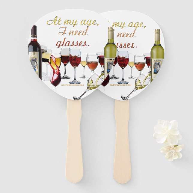 SlipperyJoe's Wine Glasses fermented grapes wine p Hand Fan (Front and Back)