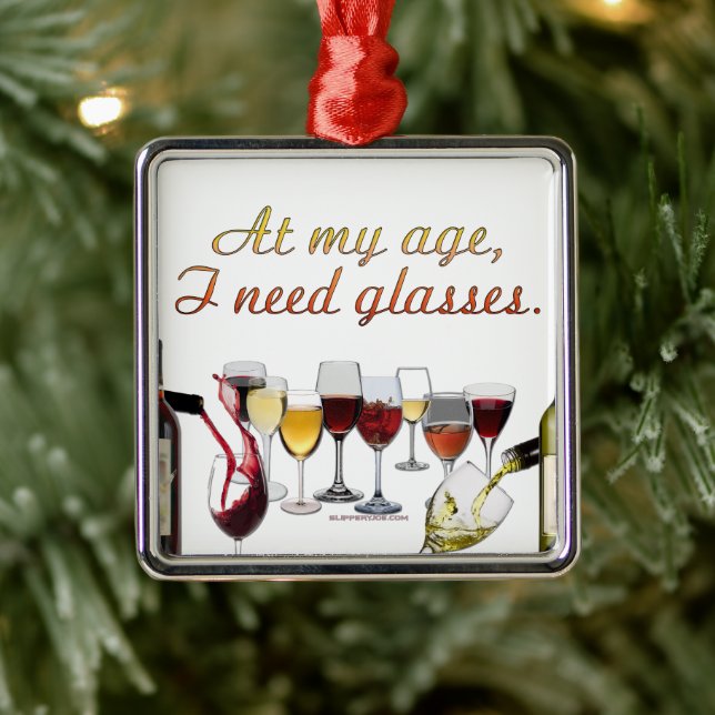SlipperyJoe's Wine Glasses fermented grapes wine p Metal Ornament (Tree)