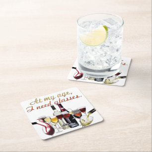 SlipperyJoe's Wine Glasses fermented grapes wine p Square Paper Coaster