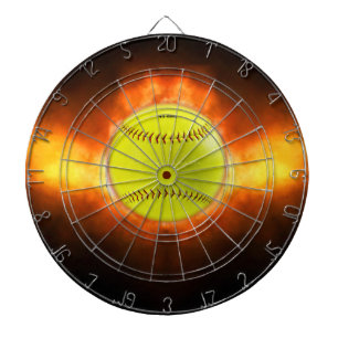 SlipperyJoe's yellow softball fireball flames rasp Dartboard