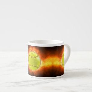 SlipperyJoe's yellow softball fireball flames rasp Espresso Cup