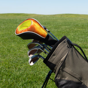 SlipperyJoe's yellow softball fireball flames rasp Golf Head Cover
