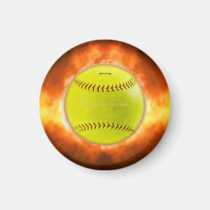 SlipperyJoe's yellow softball fireball flames rasp Magnet