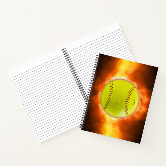 SlipperyJoe's yellow softball fireball flames rasp Notebook (Inside)