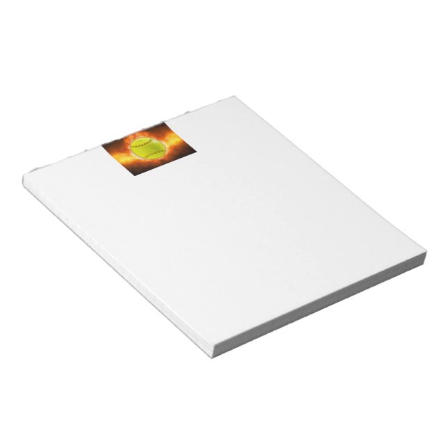 SlipperyJoe's yellow softball fireball flames rasp Notepad (Angled)