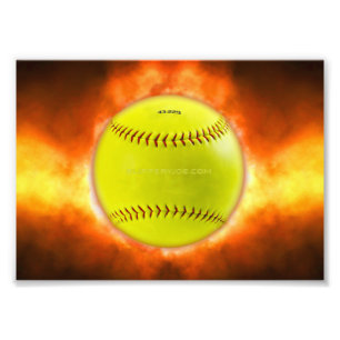 SlipperyJoe's yellow softball fireball flames rasp Photo Print