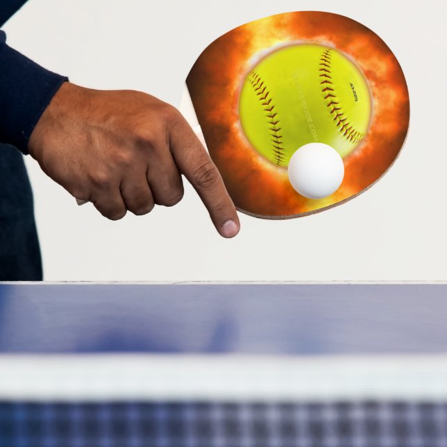 SlipperyJoe's yellow softball fireball flames rasp Ping Pong Paddle (Insitu)