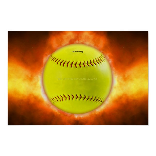 SlipperyJoe's yellow softball fireball flames rasp Poster (Front)