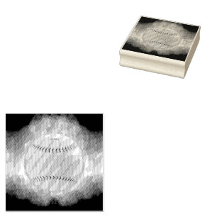 SlipperyJoe's yellow softball fireball flames rasp Rubber Stamp