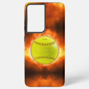 SlipperyJoe's yellow softball fireball flames rasp Samsung Galaxy Case