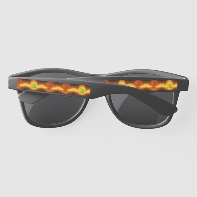 SlipperyJoe's yellow softball fireball flames rasp Sunglasses (Back)