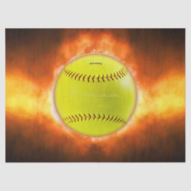 SlipperyJoe's yellow softball fireball flames rasp Tissue Paper (Front)