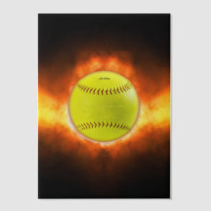 SlipperyJoe's yellow softball fireball flames rasp Vellum Invitations