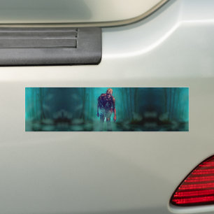 SlipperyJoe's zombie woods Halloween misty trees b Bumper Sticker