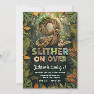 Slither On Over 9th Birthday Reptile Invitation