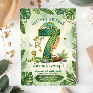 Slither On Over Jungle Reptile 7th Birthday Invitation