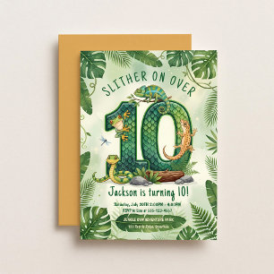 Slither On Over Reptile 10th Birthday Invitation