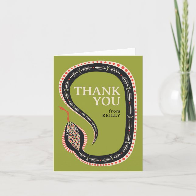Slither Snake Kid's Birthday Folded Thank You Card (Front)