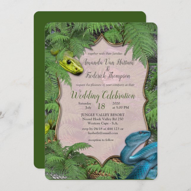 Slithery, Sneaky Snakes in the Jungle Invitation (Front/Back)