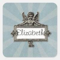 Sliver Angel Name Plate Blue Starburst