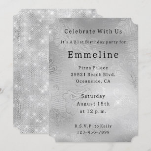 Sliver Floral Lace Invitation