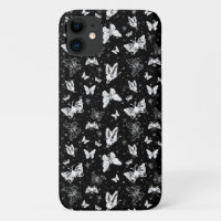Sliver Glitter Butterfly Black Design 