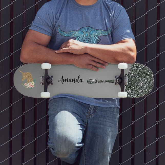 Sliver glitter unicorn skateboard (Outdoor 3)