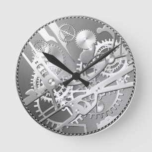 Sliver steampunk watch gears round clock