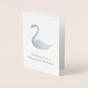 Sliver Swan Motif - Your Text on an Elegant Foil Card