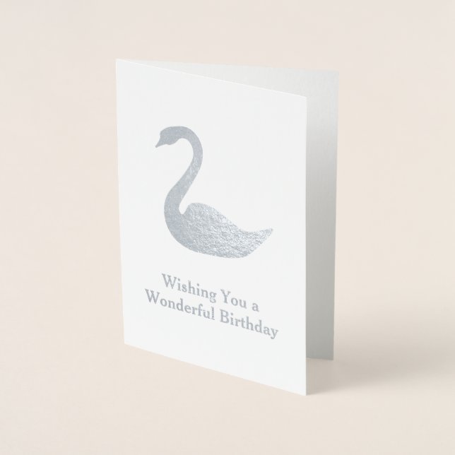 Sliver Swan Motif - Your Text on an Elegant Foil Card (Front)