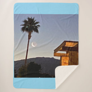 Slivered Moon 🌙 And Palm Tree 🌴  Sherpa Blanket
