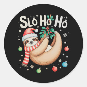 Slo Ho Ho Sloth Santa Hat Merry Slothmas Christmas Classic Round Sticker