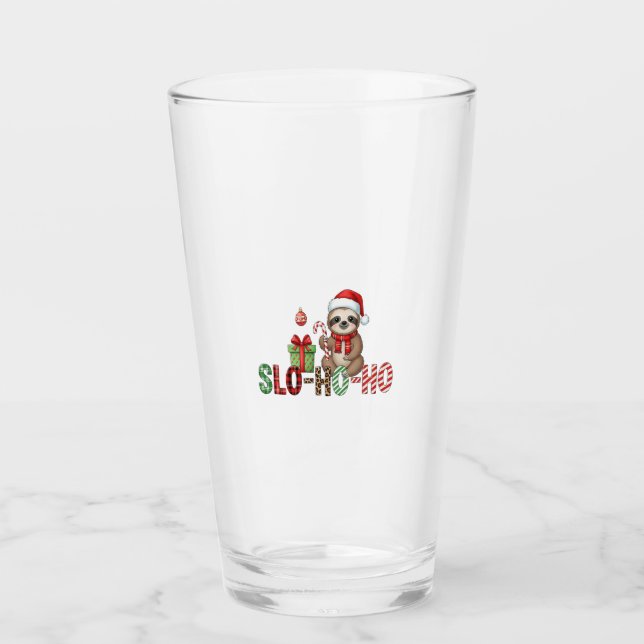 Slo Ho Ho Xmas Sloth 2 Glass (Front)