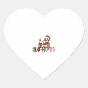 Slo Ho Ho Xmas Sloth 2 Heart Sticker