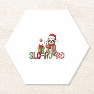 Slo Ho Ho Xmas Sloth 2 Paper Coaster