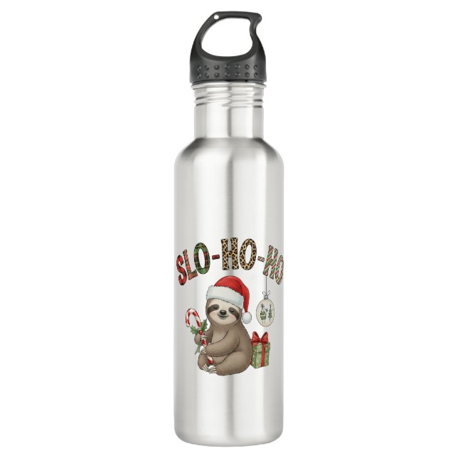 Slo Ho Ho Xmas Sloth 710 Ml Water Bottle (Front)