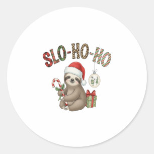 Slo Ho Ho Xmas Sloth Classic Round Sticker