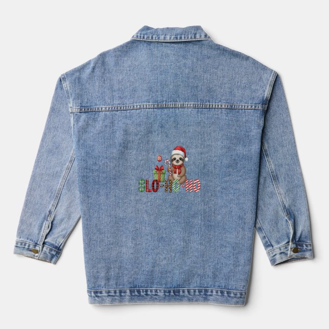 Slo Ho Ho Xmas Sloth Denim Jacket (Back)