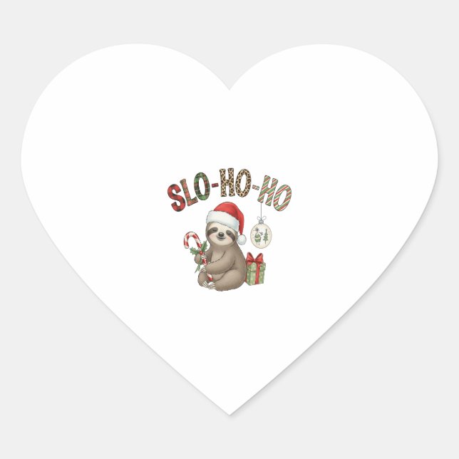 Slo Ho Ho Xmas Sloth Heart Sticker (Front)