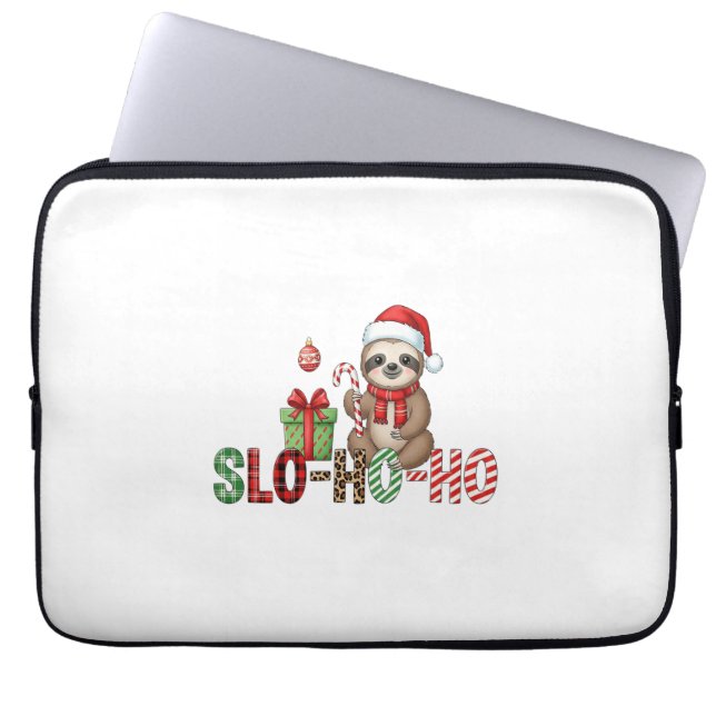 Slo Ho Ho Xmas Sloth Laptop Sleeve (Front)